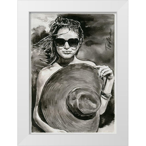 Sunny Mood White Modern Wood Framed Art Print by Tashe