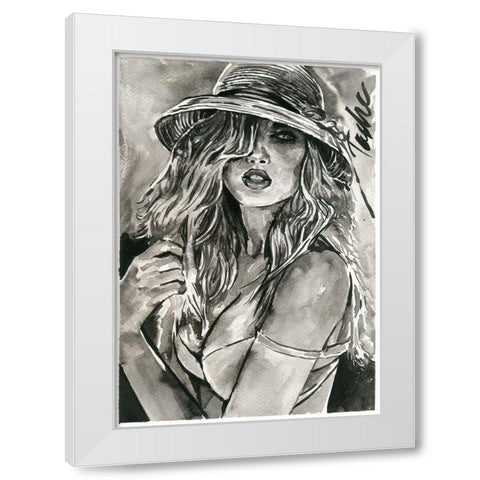 Sunkissed Girl White Modern Wood Framed Art Print by Tashe