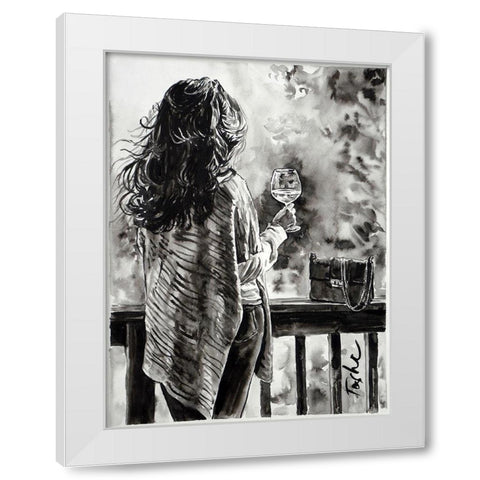 Evening With Friends White Modern Wood Framed Art Print by Tashe