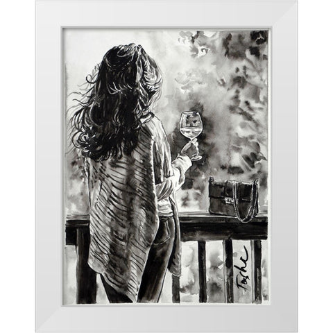 Evening With Friends White Modern Wood Framed Art Print by Tashe