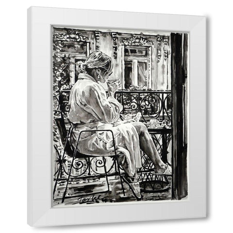 Weekend in Paris White Modern Wood Framed Art Print by Tashe