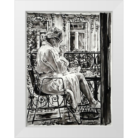 Weekend in Paris White Modern Wood Framed Art Print by Tashe