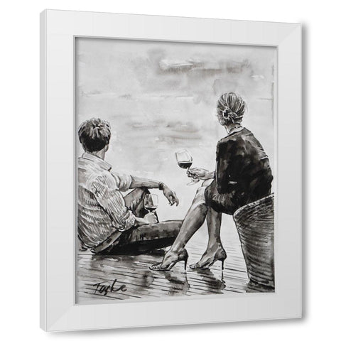 Romantic Evening in Venice White Modern Wood Framed Art Print by Tashe