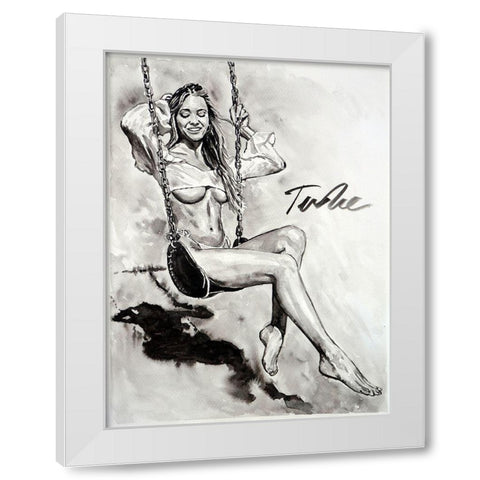 Happy Swing White Modern Wood Framed Art Print by Tashe