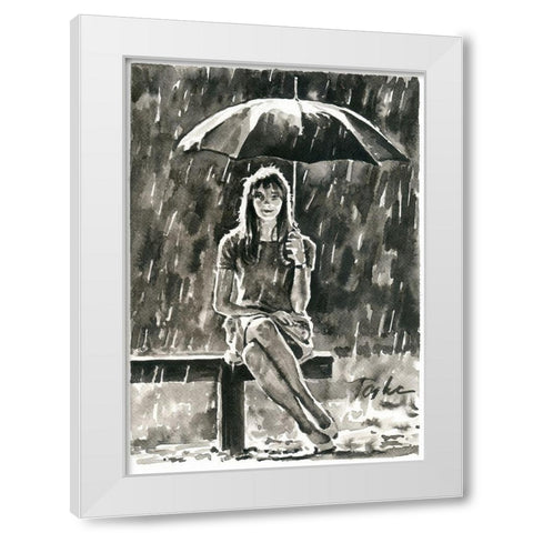 Rainy Days White Modern Wood Framed Art Print by Tashe