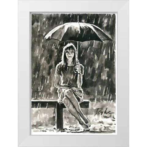 Rainy Days White Modern Wood Framed Art Print by Tashe