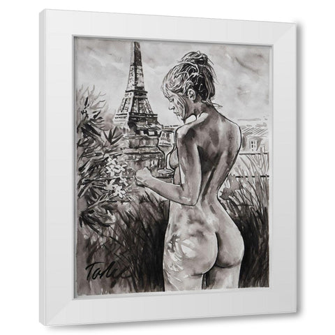 Spring in Paris White Modern Wood Framed Art Print by Tashe