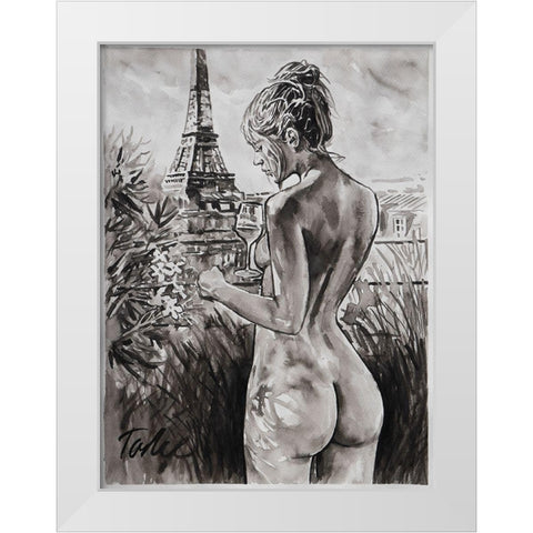 Spring in Paris White Modern Wood Framed Art Print by Tashe