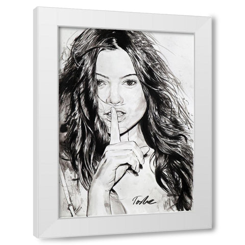 Silence White Modern Wood Framed Art Print by Tashe