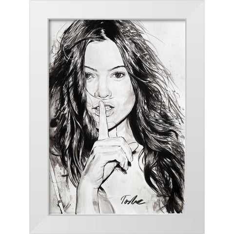 Silence White Modern Wood Framed Art Print by Tashe