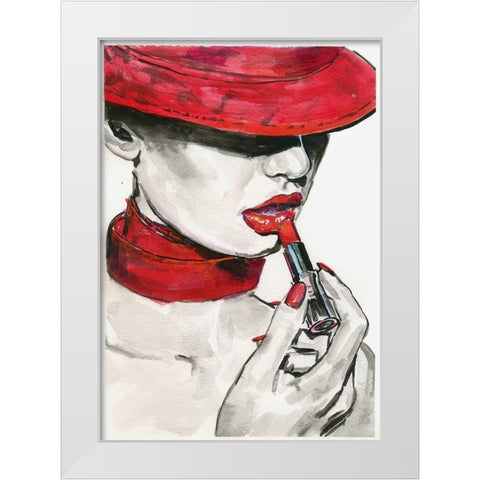 Ready for Kiss White Modern Wood Framed Art Print by Tashe
