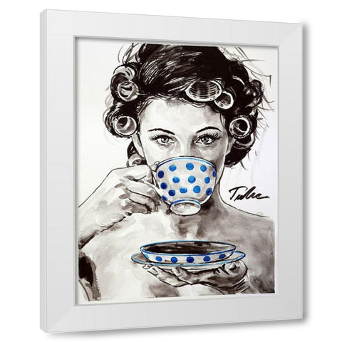 Busy Morning White Modern Wood Framed Art Print by Tashe
