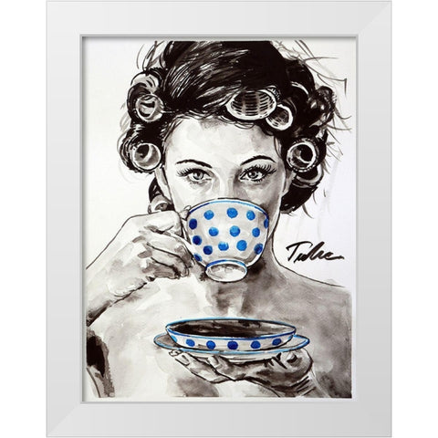 Busy Morning White Modern Wood Framed Art Print by Tashe