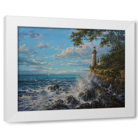 Namelss Lighthouse White Modern Wood Framed Art Print by Yushkevich, Viktor