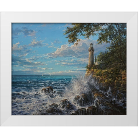 Namelss Lighthouse White Modern Wood Framed Art Print by Yushkevich, Viktor
