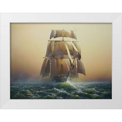 Sail White Modern Wood Framed Art Print by Yushkevich, Viktor