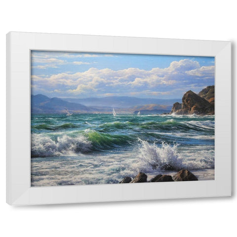 Sea Coast White Modern Wood Framed Art Print by Yushkevich, Viktor