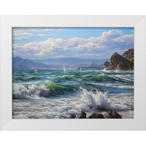 Sea Coast White Modern Wood Framed Art Print by Yushkevich, Viktor