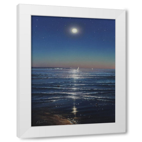 Night on the Sea White Modern Wood Framed Art Print by Yushkevich, Viktor