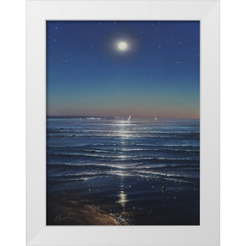 Night on the Sea White Modern Wood Framed Art Print by Yushkevich, Viktor