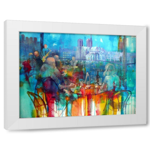 Bonsoir Mademoiselle Paris White Modern Wood Framed Art Print by Zakrynycny, Viktor