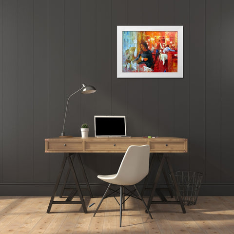 Vienna, Sacher  White Modern Wood Framed Art Print by Zakrynycny, Viktor