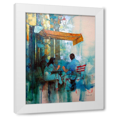 Blue Shaddows White Modern Wood Framed Art Print by Zakrynycny, Viktor