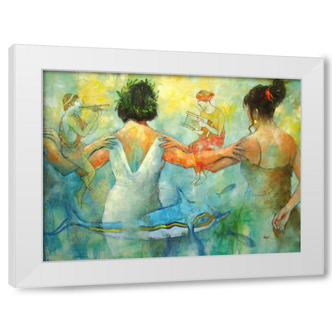 Dreaming during Summer Night White Modern Wood Framed Art Print by Zakrynycny, Viktor