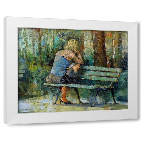 May. Afternoon in the Park White Modern Wood Framed Art Print by Zakrynycny, Viktor