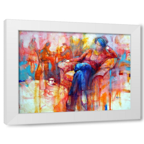 Thoughtful White Modern Wood Framed Art Print by Zakrynycny, Viktor