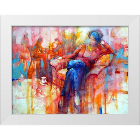 Thoughtful White Modern Wood Framed Art Print by Zakrynycny, Viktor
