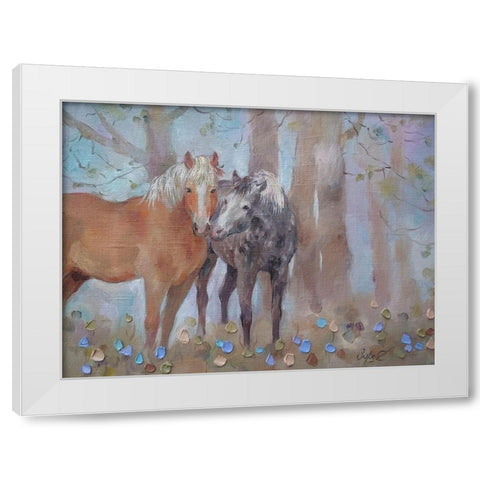 Horses in Love I White Modern Wood Framed Art Print by Zareckaye, Tatiana