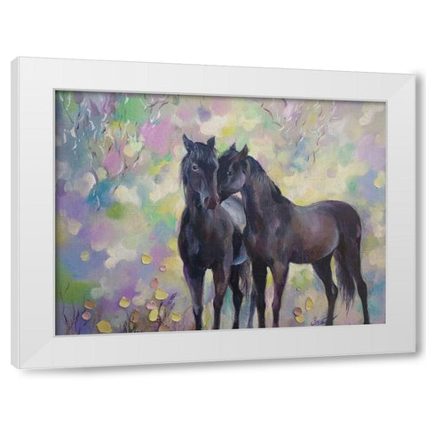 Horses in Love III White Modern Wood Framed Art Print by Zareckaye, Tatiana