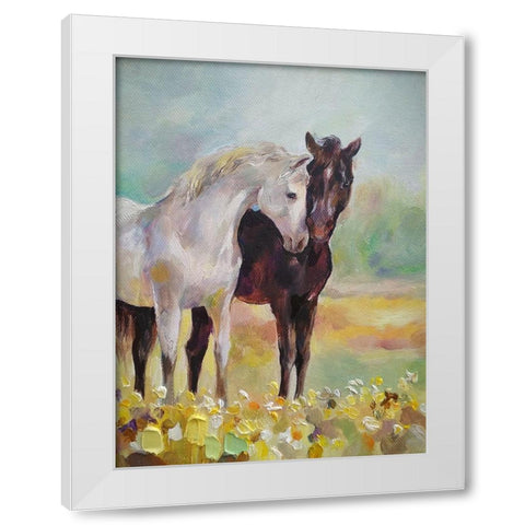 Horses in Love IV White Modern Wood Framed Art Print by Zareckaye, Tatiana