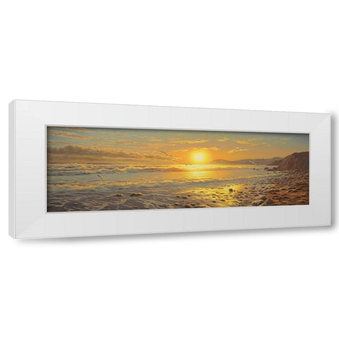 Sunset above the Sea IV White Modern Wood Framed Art Print by Adamov, Alexey