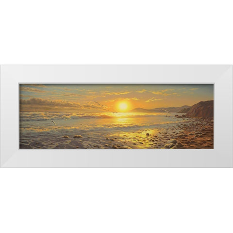 Sunset above the Sea IV White Modern Wood Framed Art Print by Adamov, Alexey