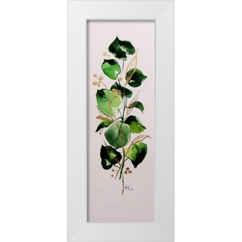 Leaves with Gold White Modern Wood Framed Art Print by Kovacs, Anna Brigite