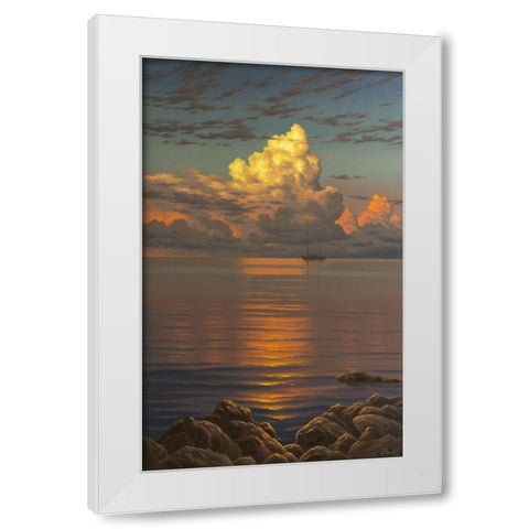 Big white Clouds above the Sea White Modern Wood Framed Art Print by Adamov, Alexey