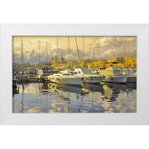 Yacht Marine White Modern Wood Framed Art Print by Adamov, Alexey