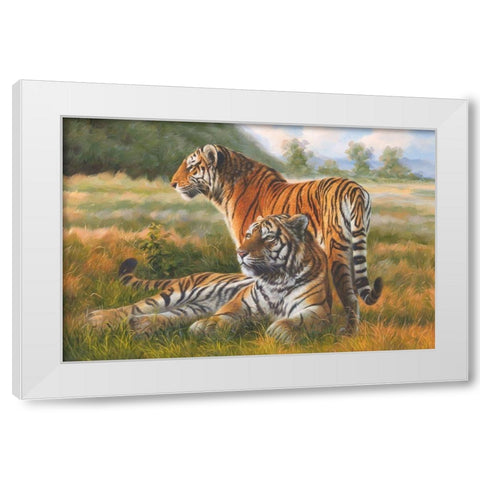 Two Tiger White Modern Wood Framed Art Print by Roland, Henry
