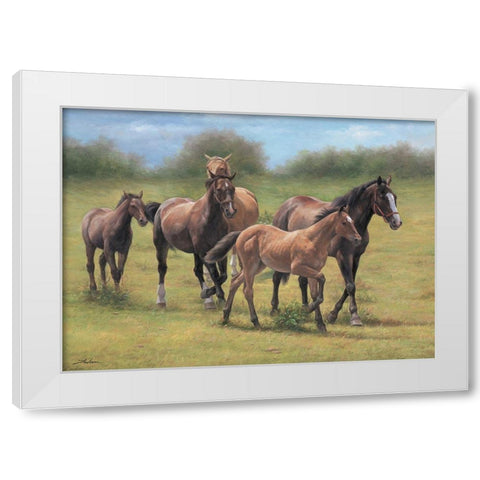 Running Horses White Modern Wood Framed Art Print by Jackson