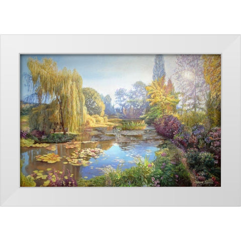 A Garden Monet Style I White Modern Wood Framed Art Print by Kopania, Zbigniew