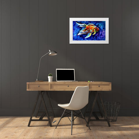 Goldfish White Modern Wood Framed Art Print by Kovacs, Anna Brigite