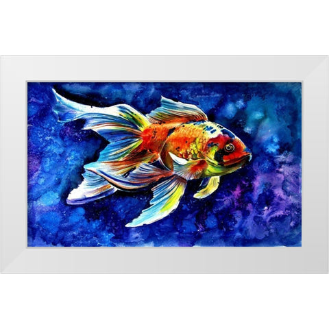 Goldfish White Modern Wood Framed Art Print by Kovacs, Anna Brigite