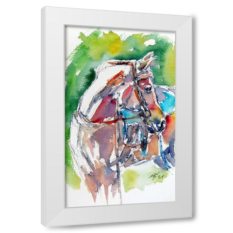 Horse White Modern Wood Framed Art Print by Kovacs, Anna Brigite