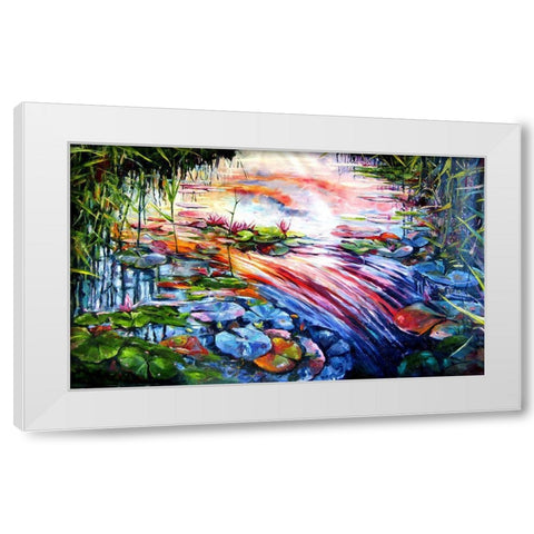 Watter Mirror with Watter Lillies White Modern Wood Framed Art Print by Kovacs, Anna Brigite