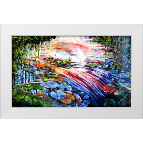 Watter Mirror with Watter Lillies White Modern Wood Framed Art Print by Kovacs, Anna Brigite