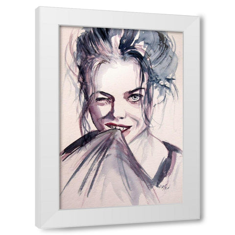 Funny Girl White Modern Wood Framed Art Print by Kovacs, Anna Brigite