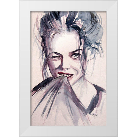 Funny Girl White Modern Wood Framed Art Print by Kovacs, Anna Brigite