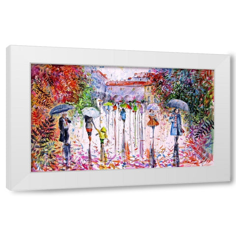 Fall in the City II White Modern Wood Framed Art Print by Kovacs, Anna Brigite
